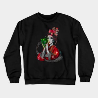 Floral Zombie Girl Gisha Crewneck Sweatshirt